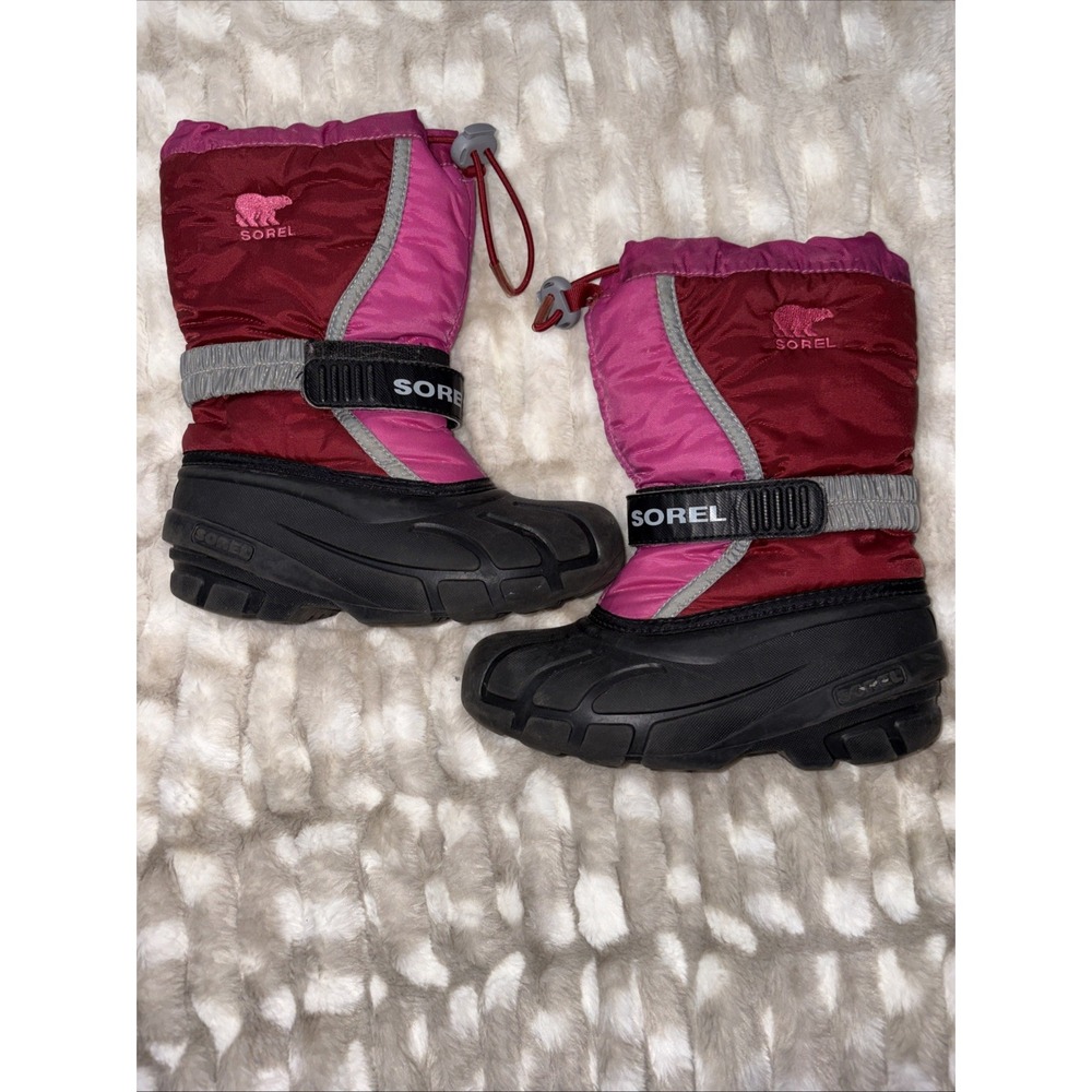 Sorel Flurry Waterproof Winter Snow Boots Pink Red NY1810-660 Girl Youth Size 13